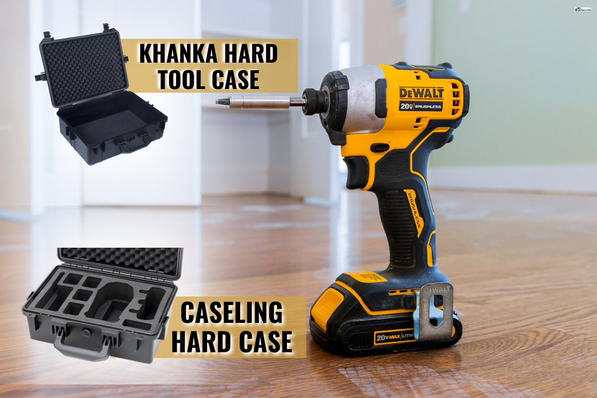 Modern cordless screwdriver, DeWalt drill with drill a wooden floor of new house for the construction. - How To Put A Dewalt Drill Back In The Case